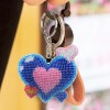 Stamped Beads Cross Stitch Keychain - Heart