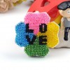 Stamped Beads Cross Stitch Keychain - Flower Love