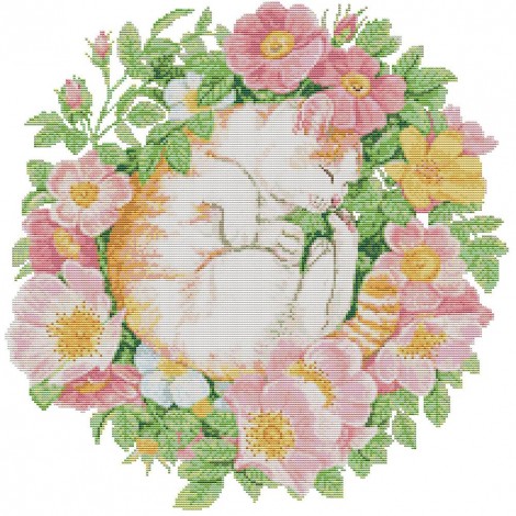 Cross Stitch - Flower Cat (46*47cm)