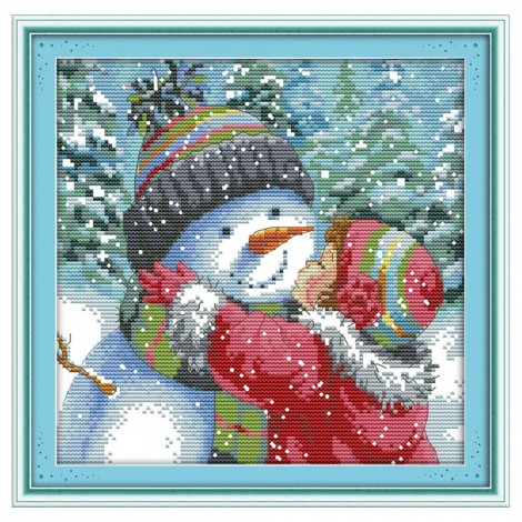 Cross Stitch - Kissing Snowman(25*25cm)