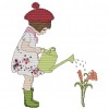 Cross Stitch - Girl Watering Flowers(28*33cm)