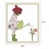Cross Stitch - Girl Watering Flowers(28*33cm)
