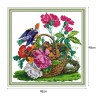 14ct Stamped Cross Stitch - Birds Flowers Basket(48*48cm)
