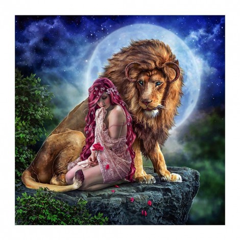 5D DIY Diamond Painting - Full Drill - Beauty And Lion
