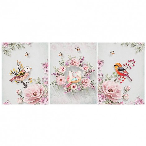 3Pcs Crystal Rhinestone - Birds in Flowers (105*45cm)