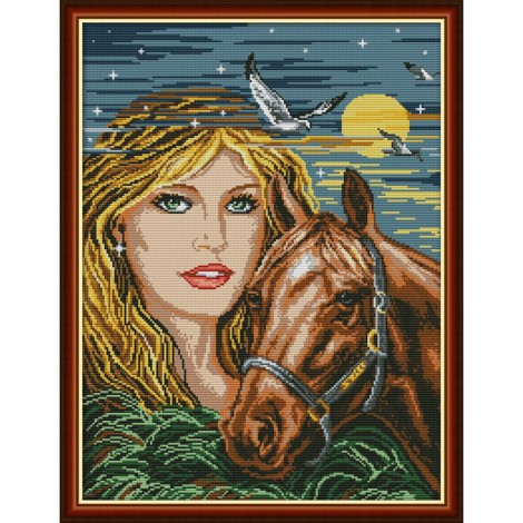 14ct Stamped Cross Stitch - Beauty and Horse(52*41cm)