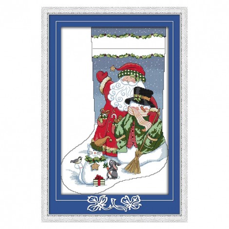 14ct Stamped Cross Stitch - Cartoon Christmas Sock(49*34cm)
