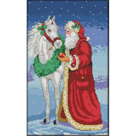 14ct Stamped Cross Stitch - Santa Claus Horse (27*41cm)